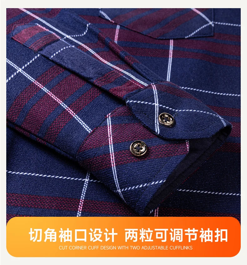 Winter Warm Men's Plaid Shirts Thickened Flannel Casual Menswear Long Sleeve Plus Size Office Workwear Casual Male Check Shirts