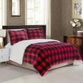 1pc Cozy Sherpa Luxury Shearling-Style Buffalo Plaid Throw Blanket - Ultra-Soft Reversible Faux Fur Fleece, Black & Red Tartan