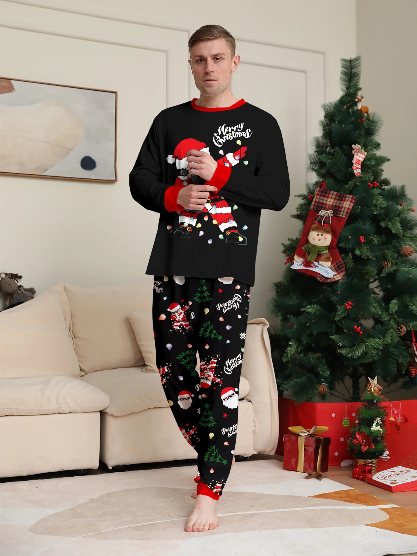 2025 New family-friendly home wear for Christmas holiday photos, including adult and children's pajama sets, Family Pajamas