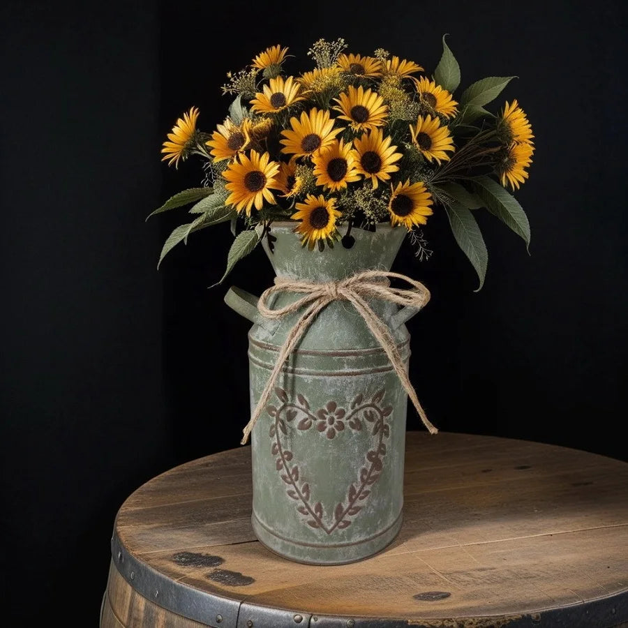 Vintage Metal Ribbon Countryside Bow- Freestanding Decorative Vase