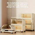3/4/5-Tier Foldable Cabinet - Plastic Lidded Storage Box, Stackable w/Wheels, for Closet/Bedroom/Office/Kitchen, Decor & Rack
