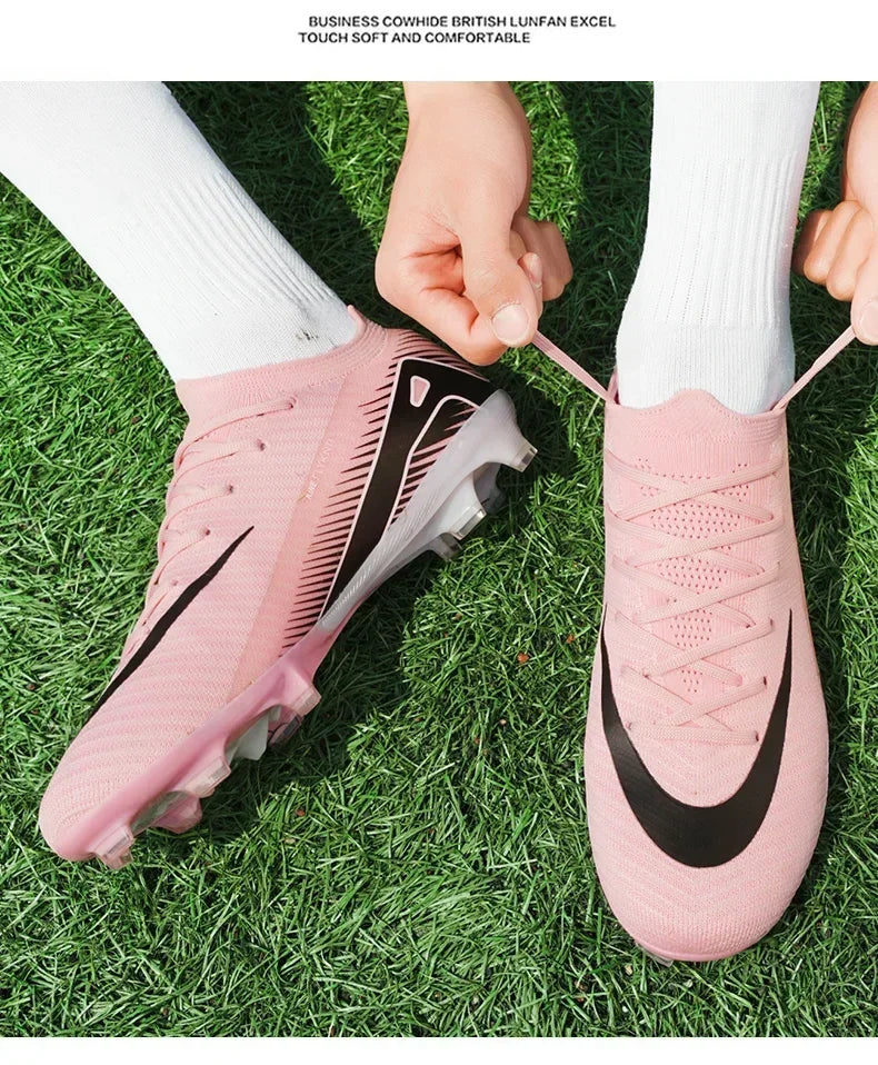 New Men Outdoor Football Boots Soccer Shoes Cleats Match Training TF/FG Grass Ankle Long Spikes Sport Hot-selling High-quality