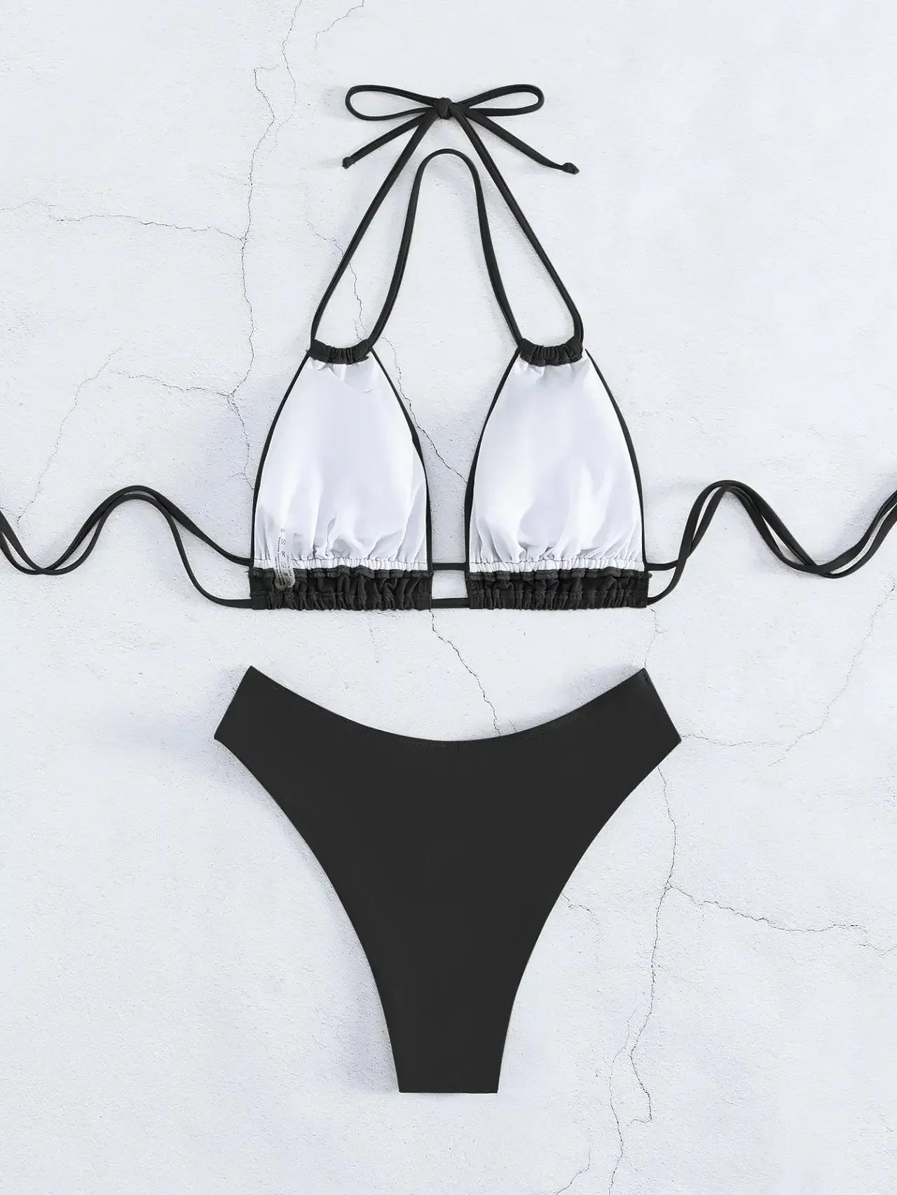 Plus Size Beach Bikini Black Sexy Halter Bikini Push Up Swimsuit 2 Piece Bikini Sets Summer Women Swimwear Bathing Suits