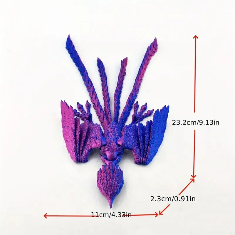 3D Printed Long Tail Phoenix Simulation Animal Model: Joint Movable Design – Perfect as Home Ornament & Engaging Children’s Toy