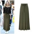 Plus Size Women's Clothing 2025 Fashion Knit Skirt Female High-waisted Long Split A-line Skirt Comforts Women Skirt