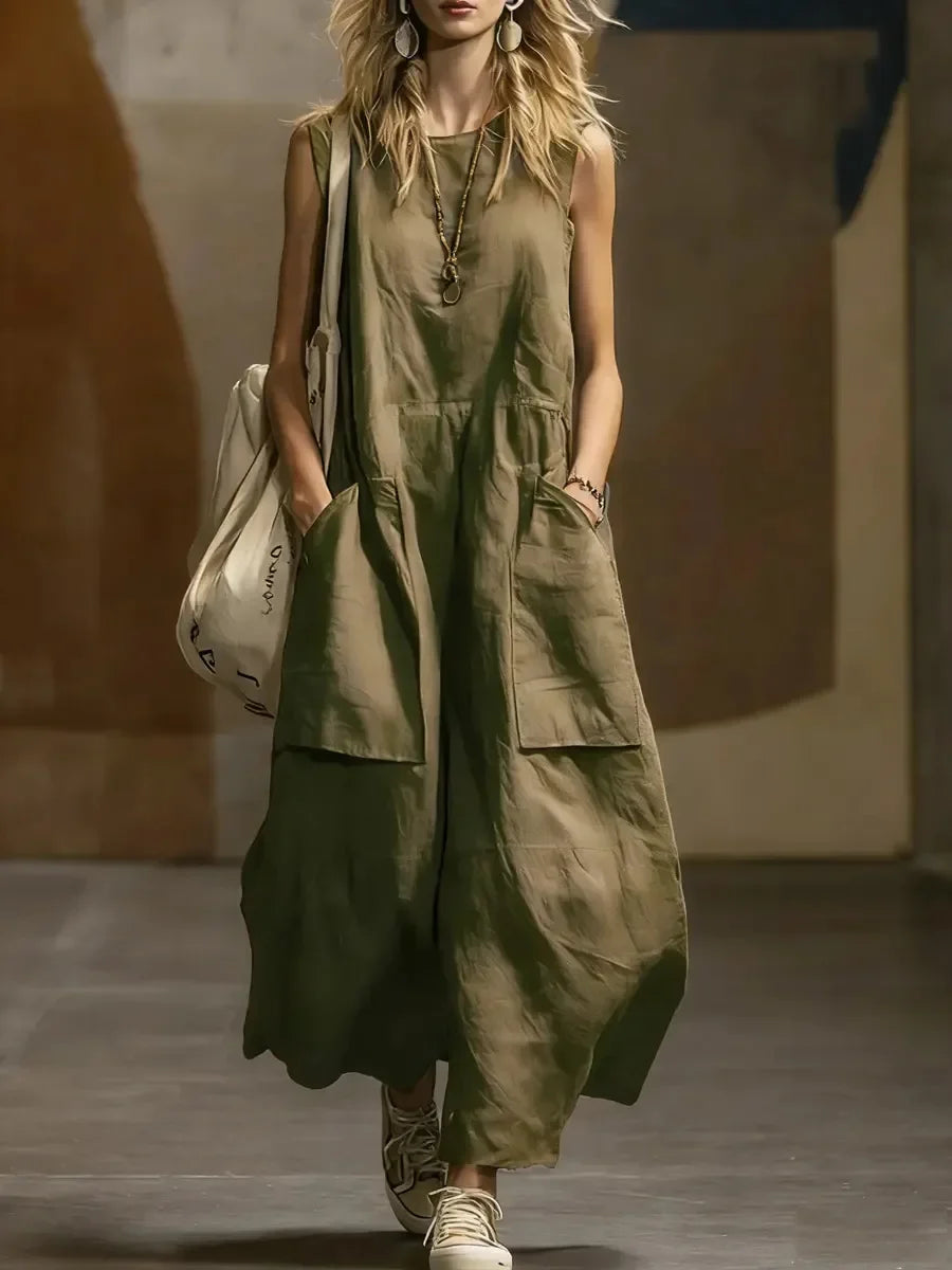 Draped Long Dresses For Women Retro Sleeveless Maxi Dress Woman Summer Holiday Womens Dresses Street Female Dress Robes