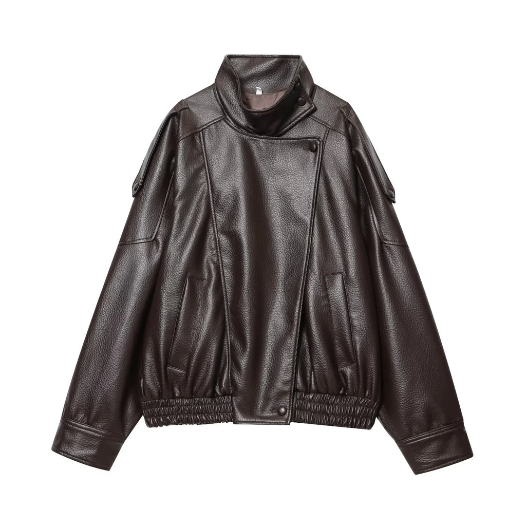 Women Fashion Leather Jacket Autumn