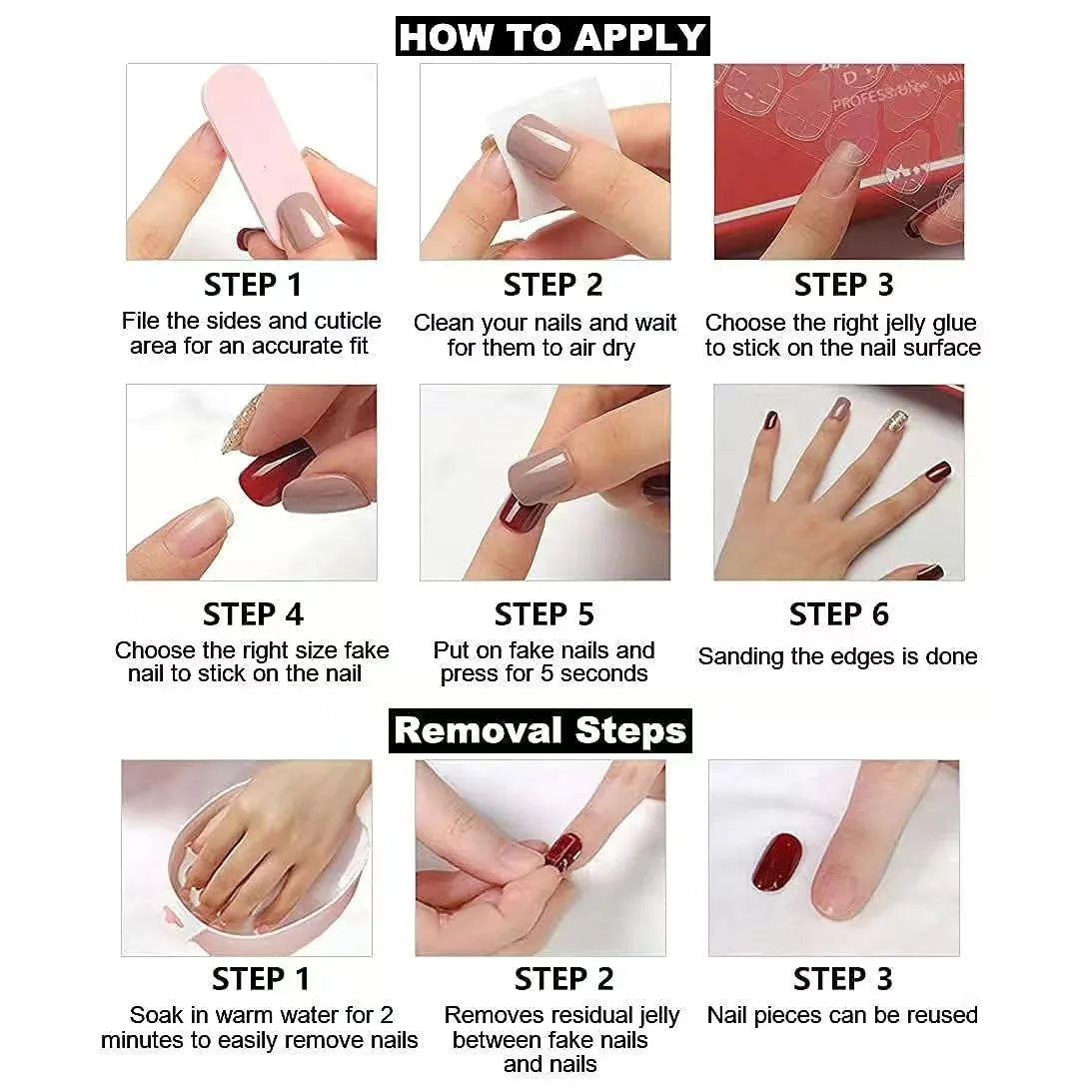 24 Pcs False Nail with Glue Designs Artificial Simple Pink White Art Nail Tip Self-nail Medium Square French Fake Nail Press On