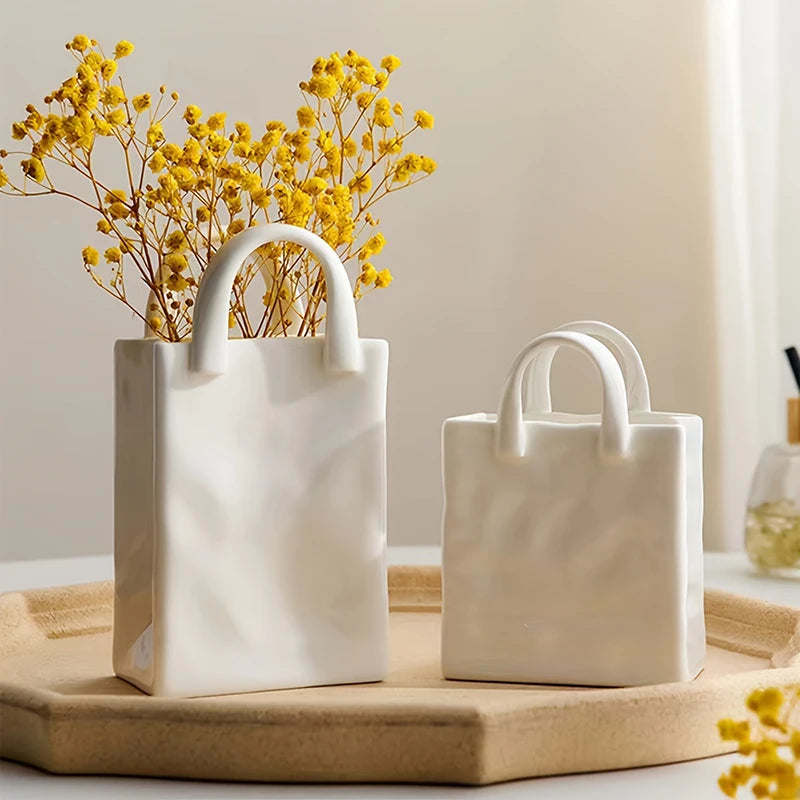 Handbag Shape Vase Modern Decorative White Vase