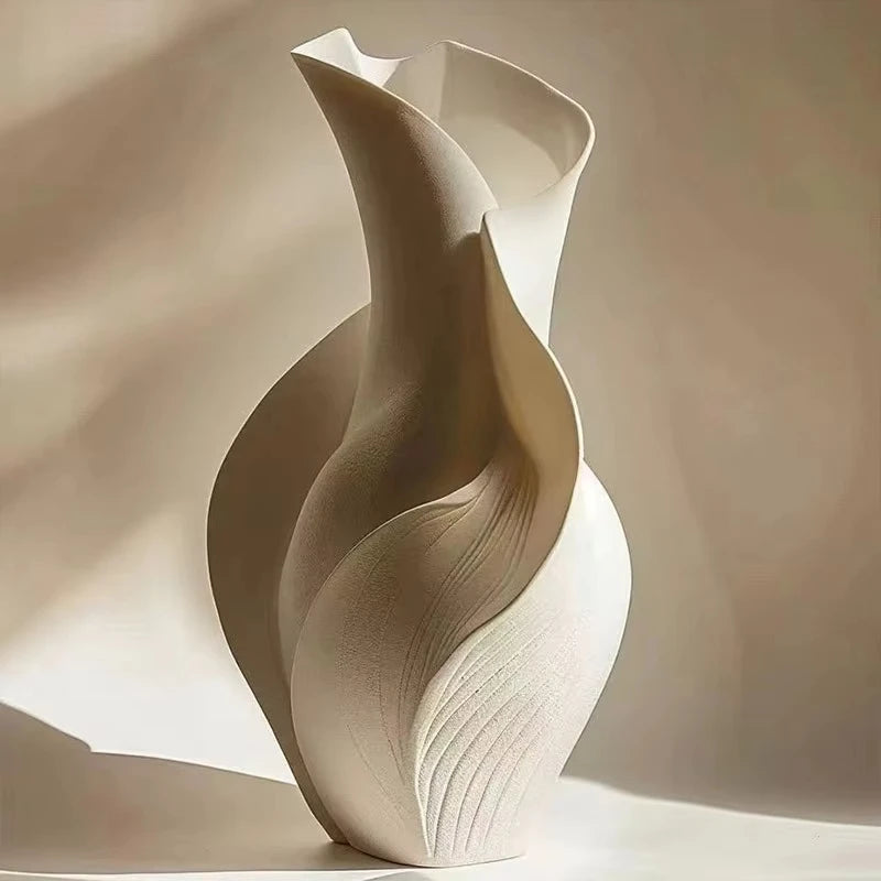 Nordic Ceramic Vase Abstract Grass Dried Real Flower