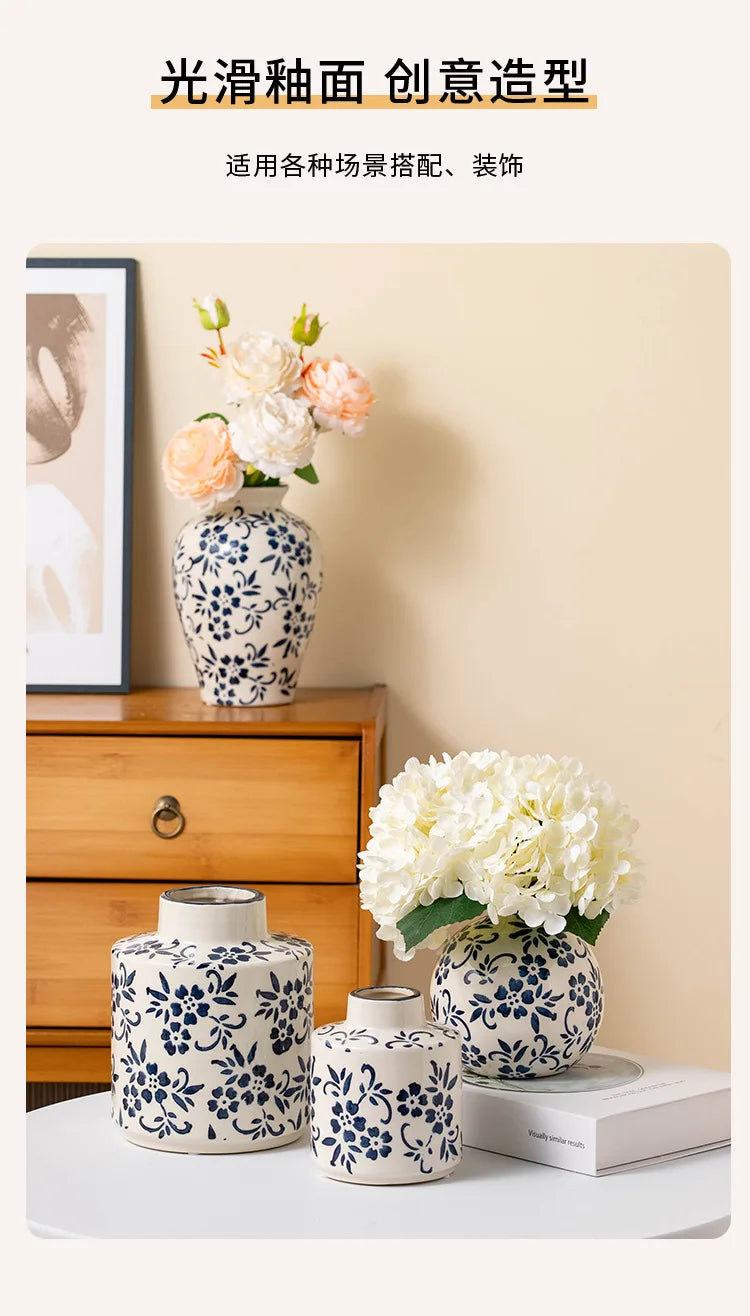 Blue and White Porcelain Vase Flower Arrangement