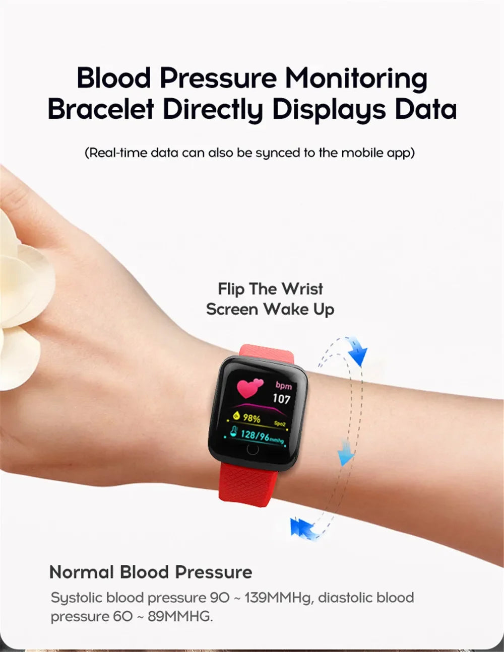Smart Watch For Men Women Kids Message Remind Music Control Sport Step Calories D13 Smartwatch Alarm Clock 116Plus