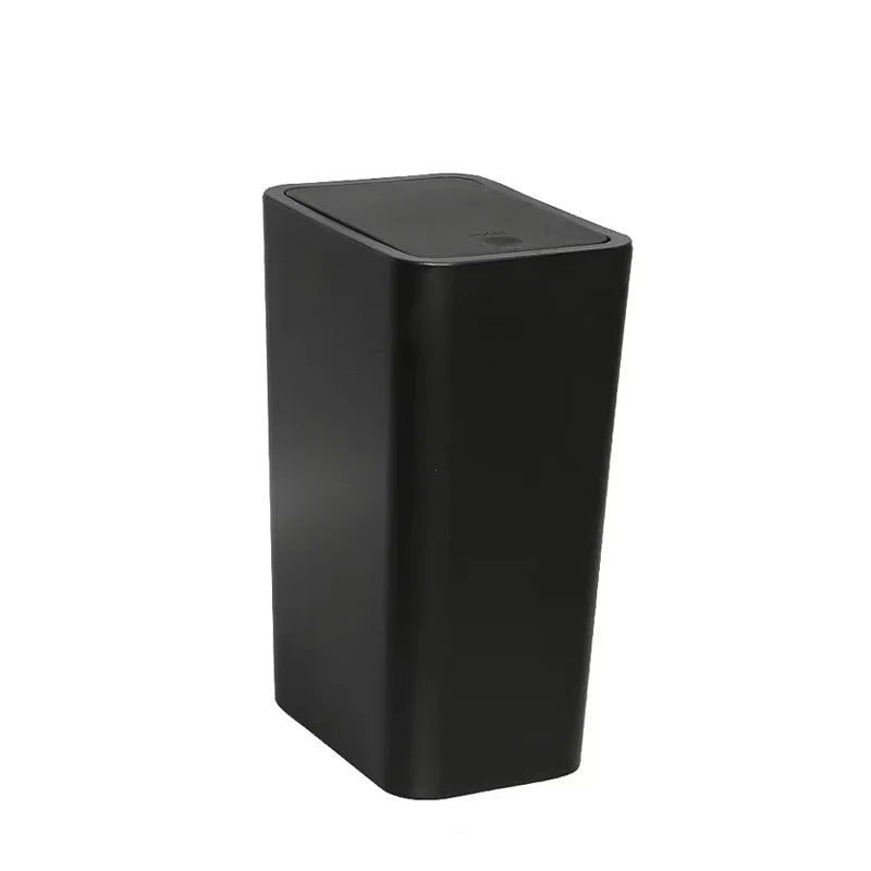 10L Small Black Bathroom Trash Can with Pop Up Lid Compact Plastic Garbage Bin For Cleaning Kitchen Food And Meal Residue