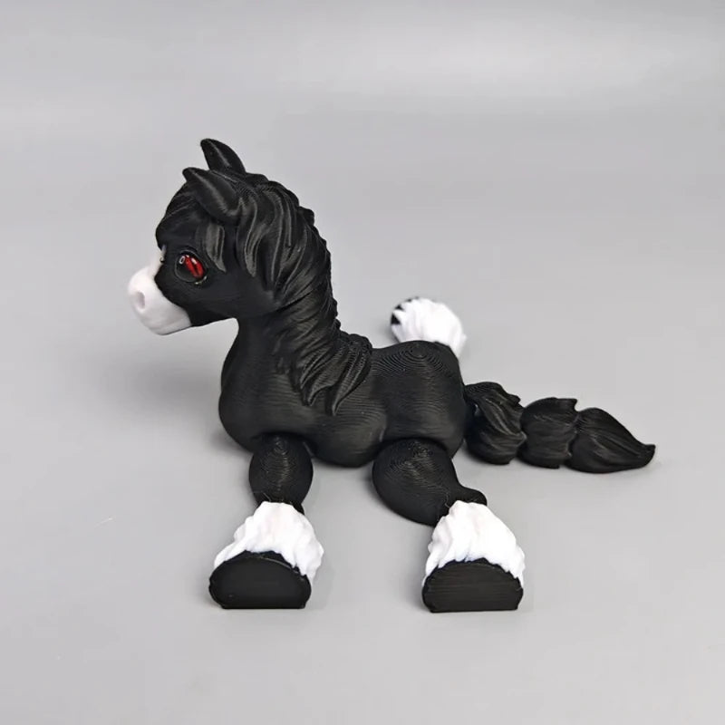 3D Printing Sunshine Rainbow Little White Horse Animal Toys Joint Tail Movable Creative Home Desk Decoration Kids Birthday Gift