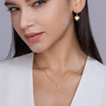 JIUZUAN Geometric Pendant Necklace 925 Silver 18K Gold Plated Stylish Jewelry for Women Gift Comes with GRA Certificate