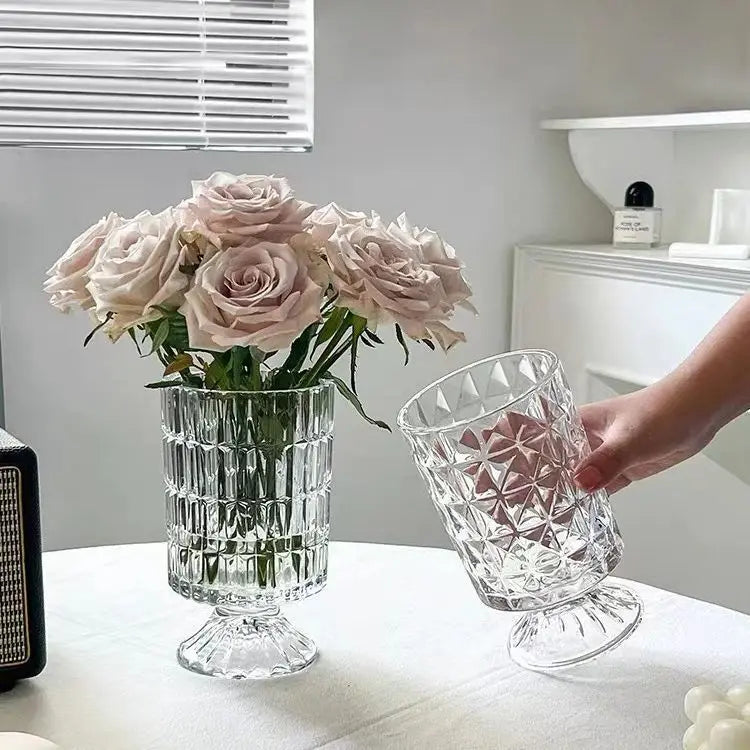 Embossed Vase Glass Crystal Net Red French High-quality