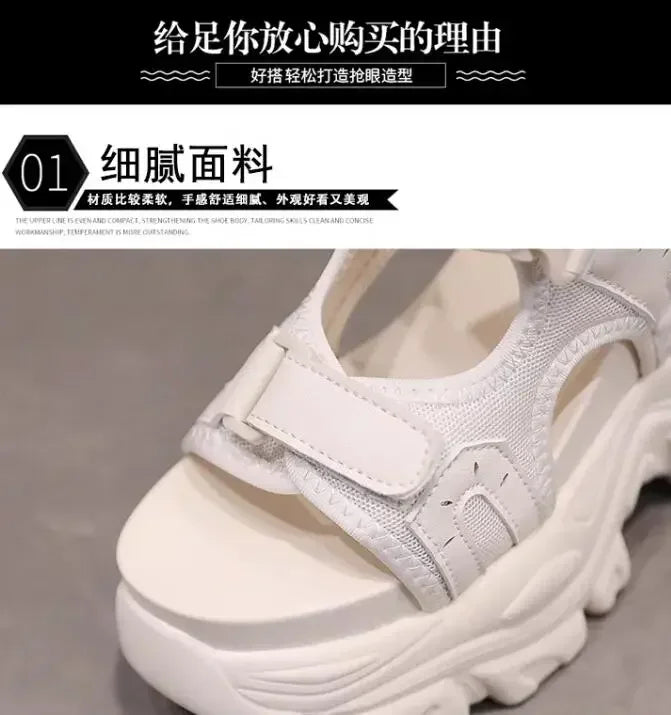 Brand Chunky Platform Sandals Women 10.5CM High Heels Sexy Open-toed Sandals Wedge Increased Shoes Ladies Beach Summer Sandalia