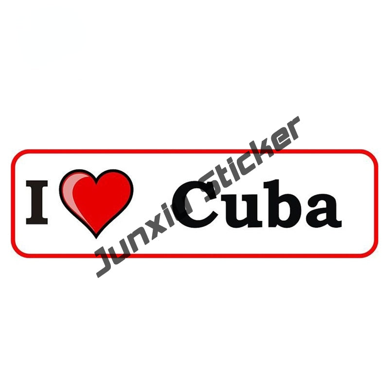 Cuba Map with Flag Cuban Pride Vinyl Sticker Decal for Phone Laptop Water Bottle Creative Car Sticker Cuba Heart Flag Decor