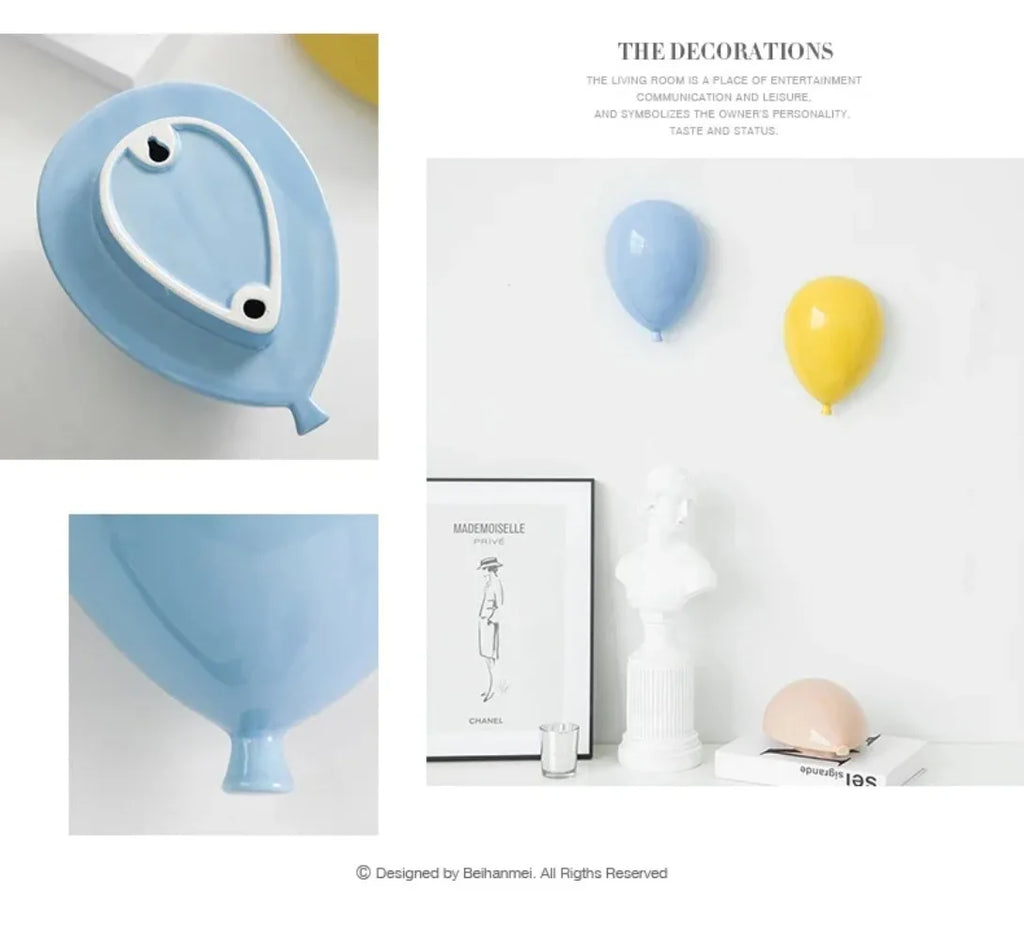 Modern Home Background Wall Children's Room Lovely Cartoon Stereoscopic Creative Ceramics Balloon Wall Hanging Wall Decoration