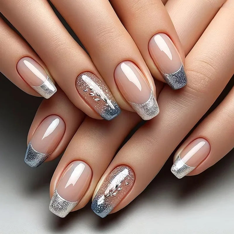 Flower Ballet Press-On Nails | 24pcs Long Full Cover Nail Tips | Brown Floral Design