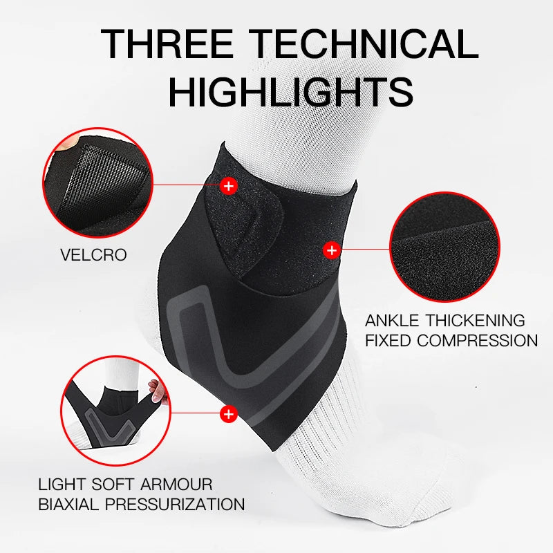 2PC Adjustable Ankle Support Pad Ankle Sleeve Pressure Anti-Spinning Elastic Breathable Support Fitness Sports Safety Prevention