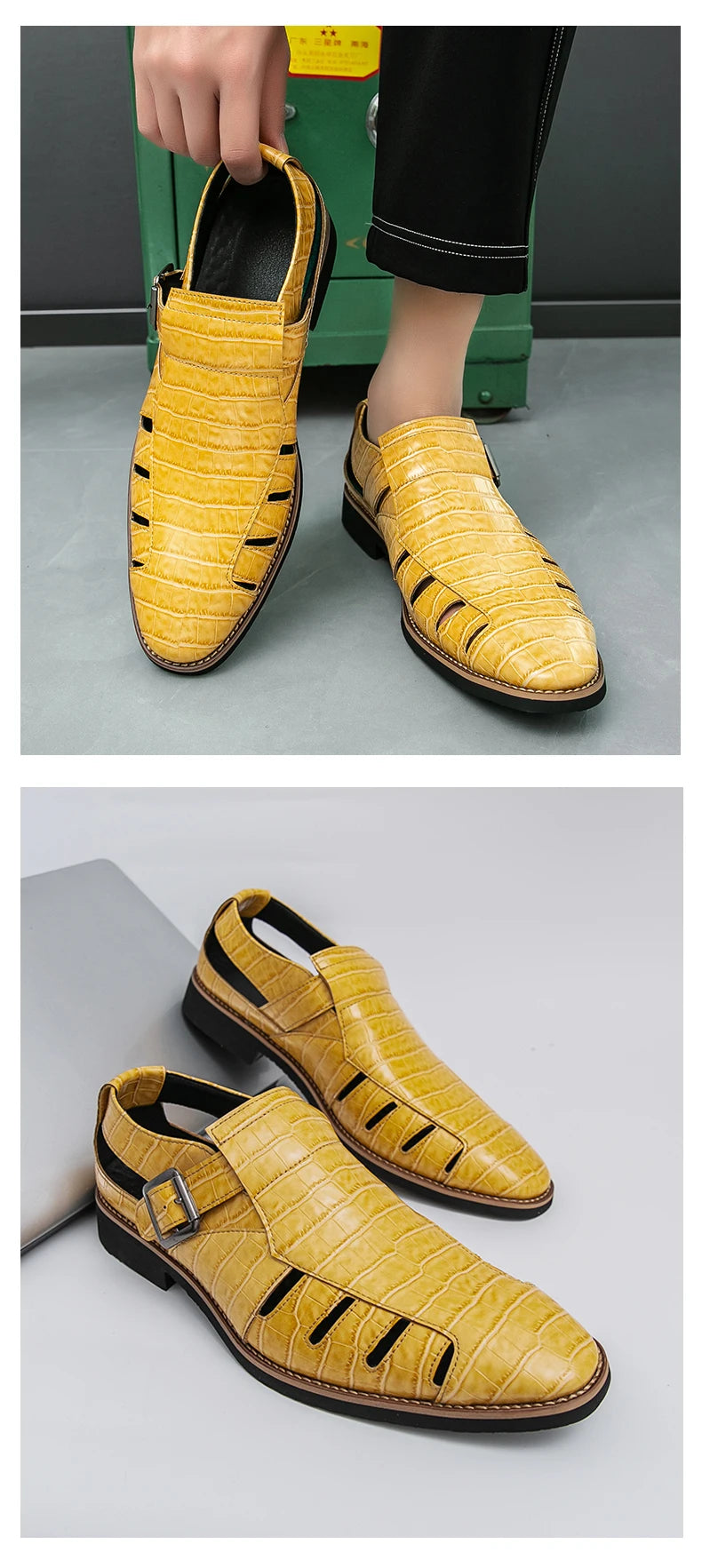 Summer New Sandals Comfortable, Lightweight, Personalized, Handsome, Fashionable, Popular, One Step Men's Leather Shoes