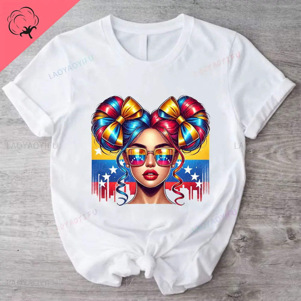 Venezuela Flag Gift T-Shirt South America Venezuelan Heritage Cotton Shirt Proud Roots Born Friends Family Present Venezuelans