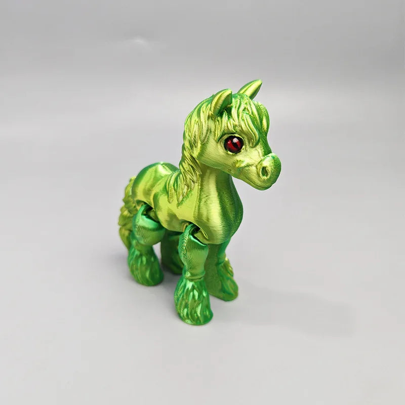 3D Printing Sunshine Rainbow Little White Horse Animal Toys Joint Tail Movable Creative Home Desk Decoration Kids Birthday Gift