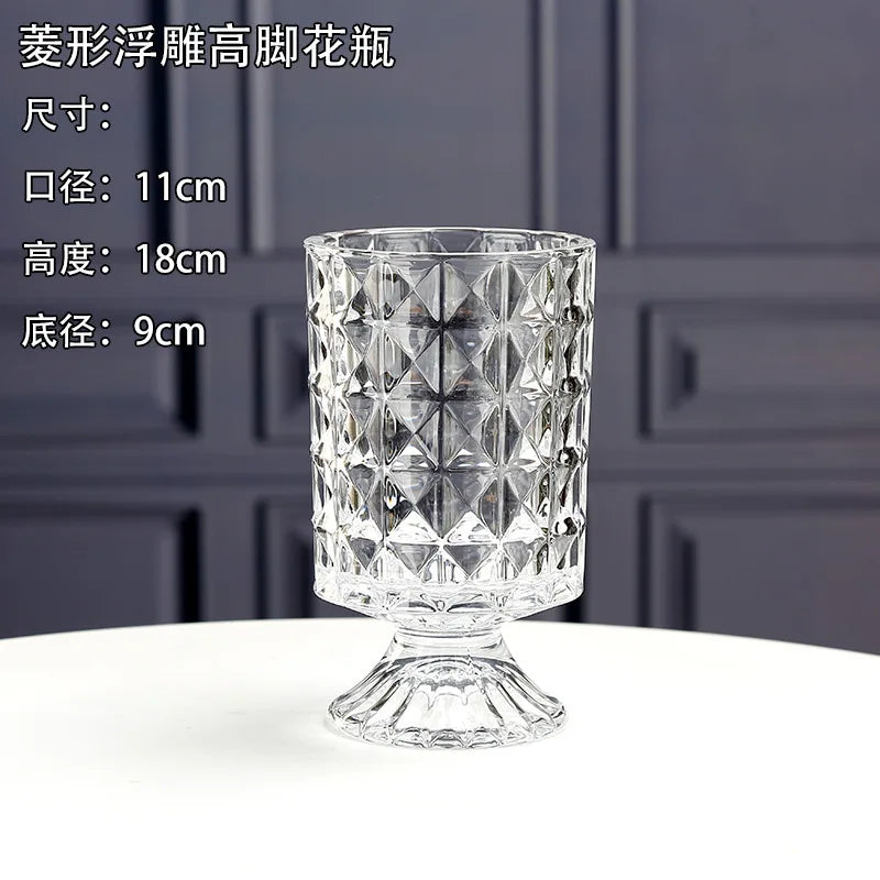Embossed Vase Glass Crystal Net Red French High-quality