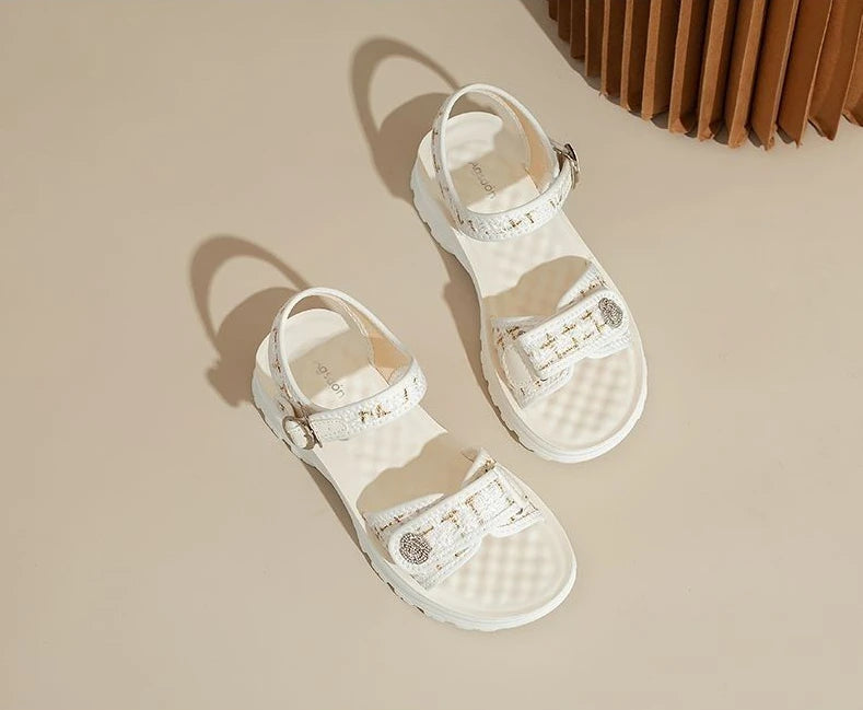 Sandals For Women Outdoor Platform Open Toe Leather White Woman Shoes On Sale Luxury 2025 Summer Pvc Offer Premium Offers