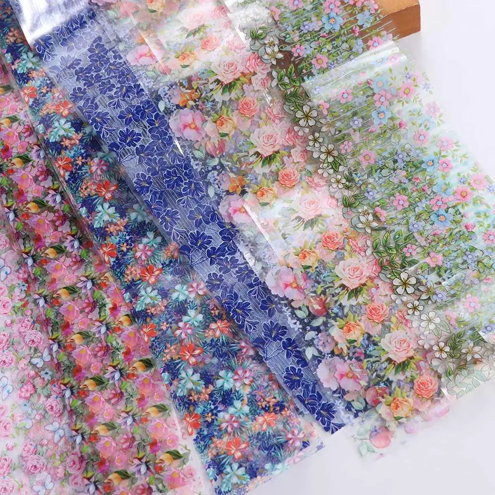 Nail Art Accessories Full Wraps Sliders Holographic Nails Decals Flower Nail Foils Floral Nails Stickers Transfer Paper Decals