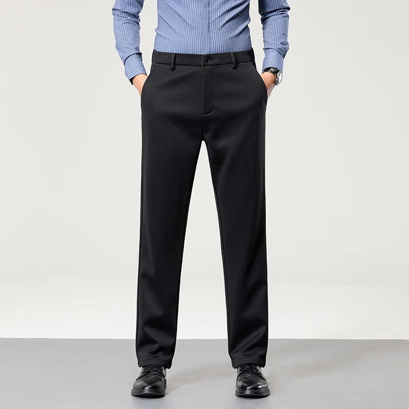 Men's Big Tall Classic Dress Pants High Elasticity Wrinkle Resistant Elegant Casual Straight Leg Business Daily Trousers