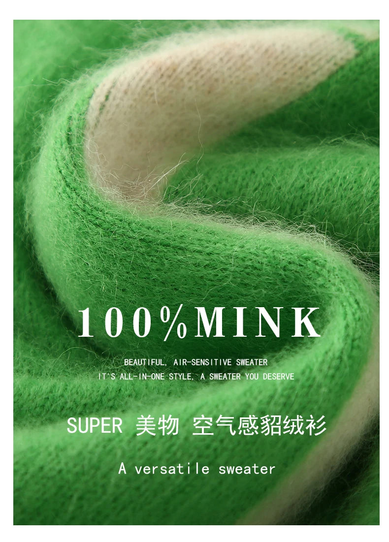 Women's Mink Cashmere Sweater High Neck Long Sleeve Autumn and Winter Fashion Soft Pullover Turtle Neck LuXury Women Top Jumper