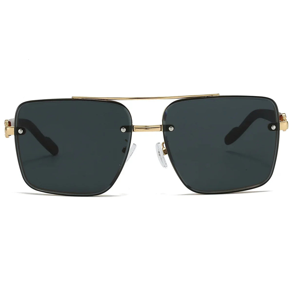 KAMMPT Fashion Retro Square Metal Shades Women's Original Brand Design Driving Sunglasses New Double Bridge Pilot Sun Glasses