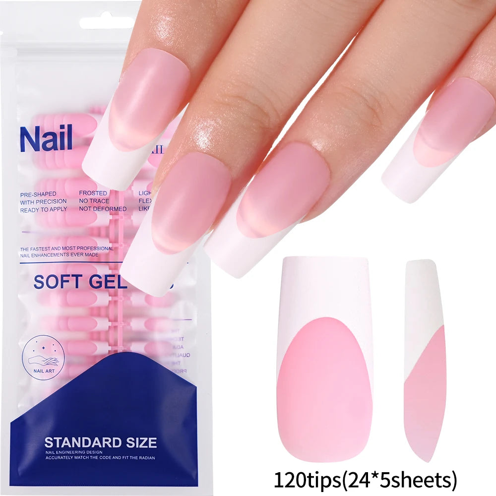100pcs Light Pink Press-On Nails | Short & Medium Square | 10 Sizes Full Cover Nail Tips