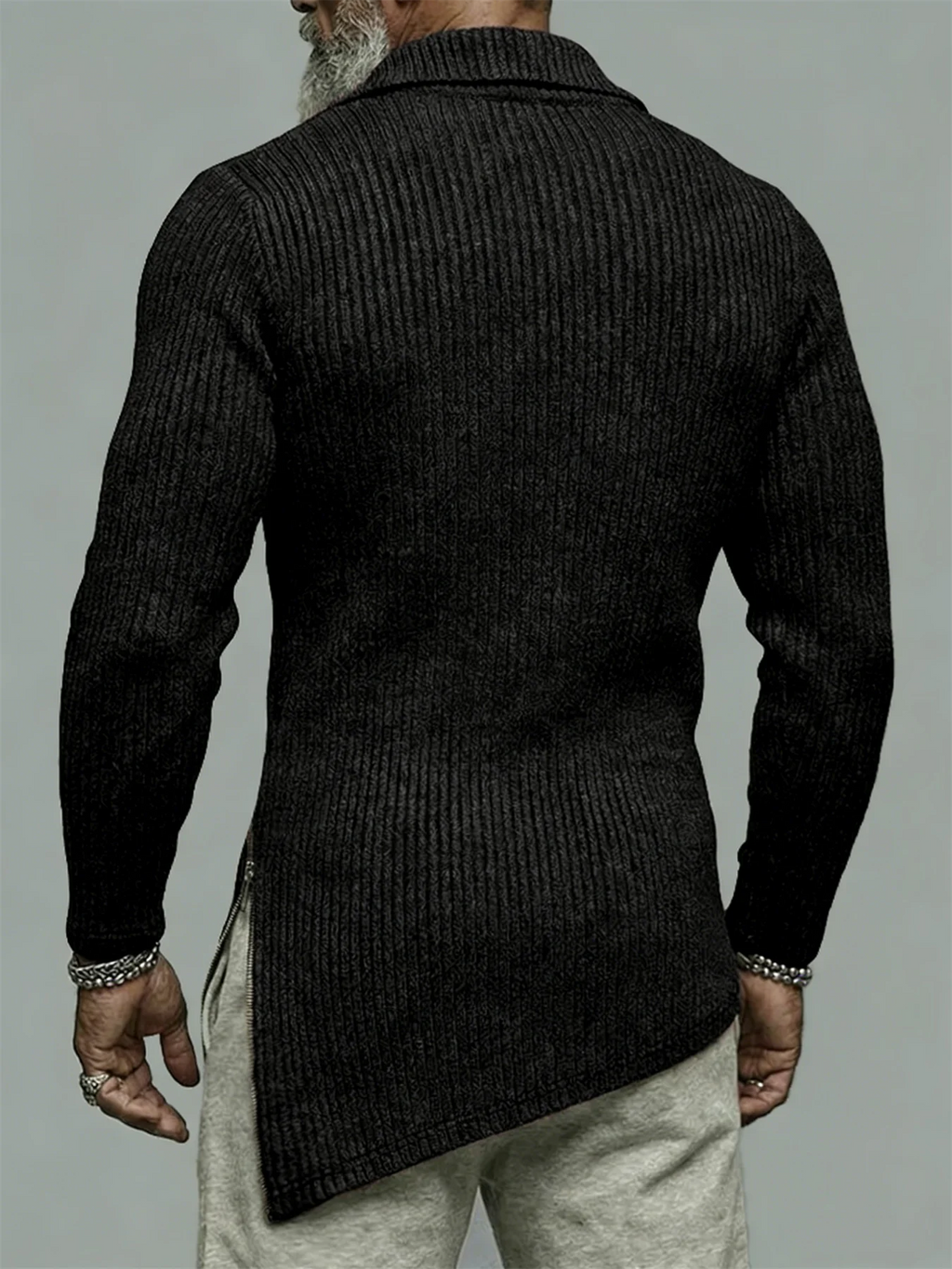 Autumn, men's quarter-zip T-shirt, slim-fit sweater, stand-collar sweater, casual long-sleeve T-shirt, warm base layer top