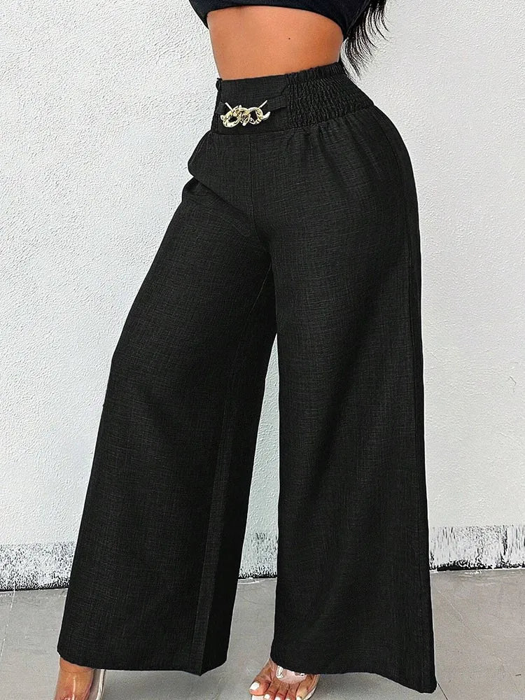 Elegant Solid Wide Leg Pants Fashion