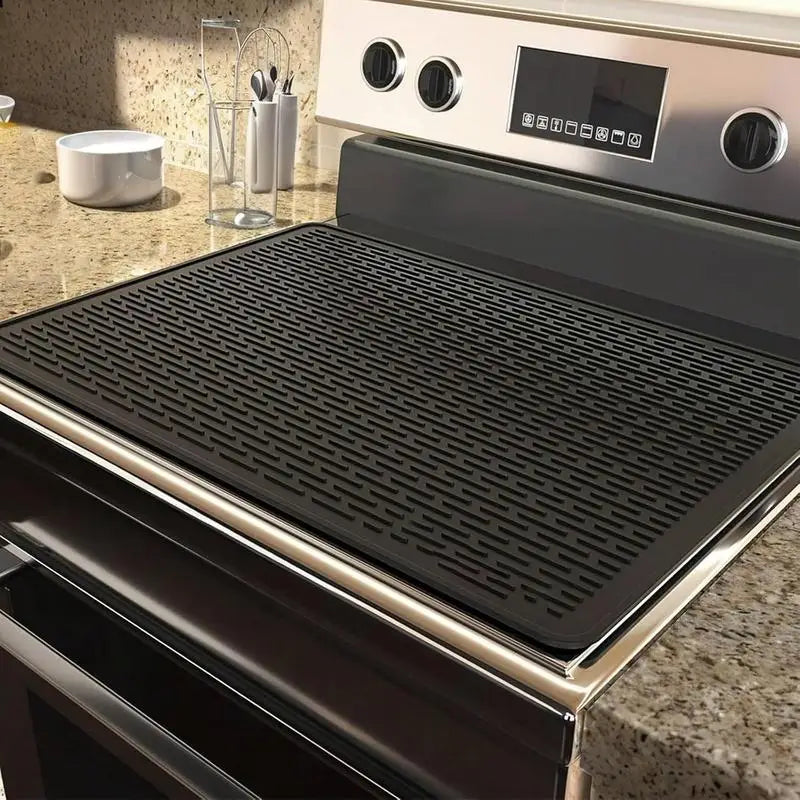 Silicone Stove Top Cover Mat, Heat Resistant Electric Glass Cooktop Protector, Extra Large Dish Drying Mat for Kitchen RV