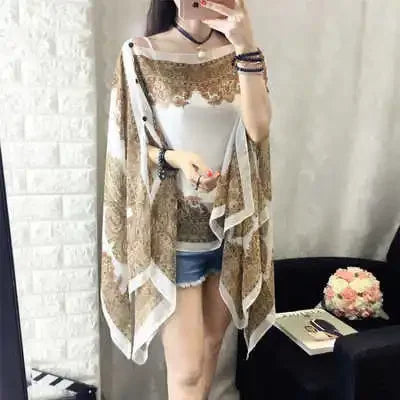 Fashion Woman Scarf Shawl Beach Cover-Ups Blouses Sun Protection Cardigan Summer Beach Holiday Cardigan Women Long Blouses Tops