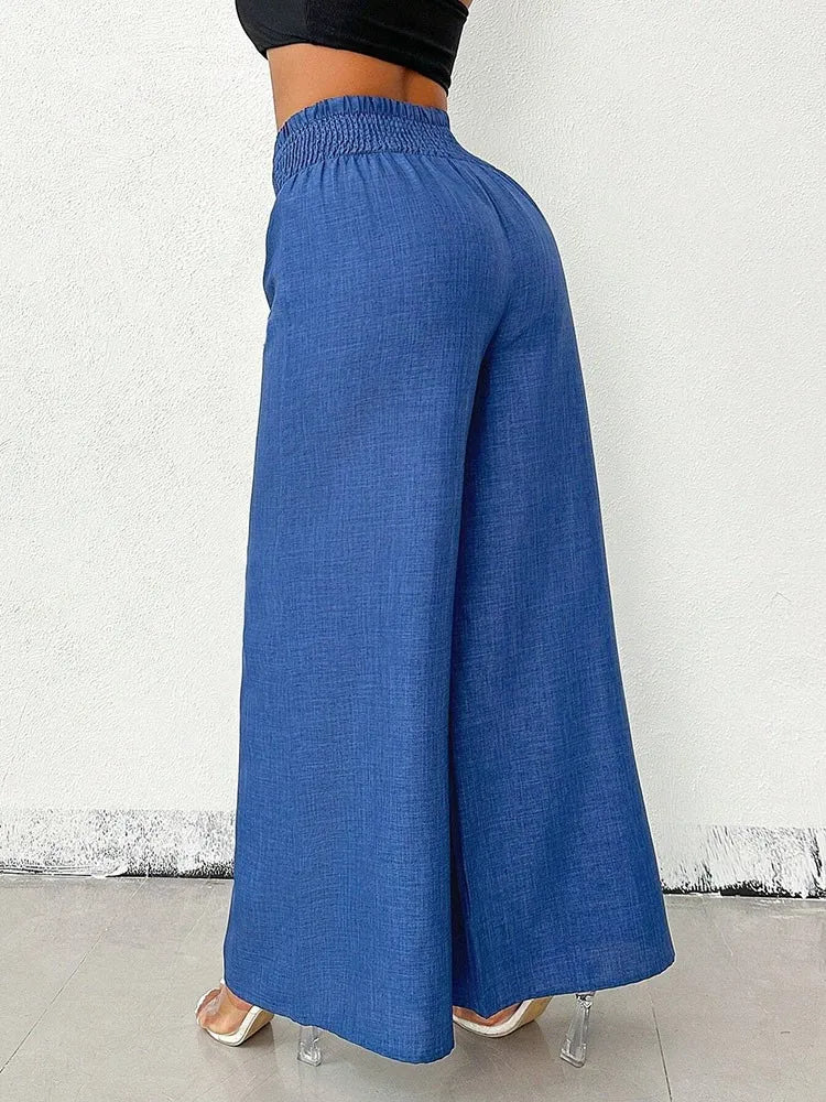 Elegant Solid Wide Leg Pants Fashion