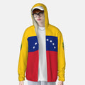 Venezuela Flag Polyester Hoodie Sunscreen Sun Protection Fishing Running Clothes Quick Dry Performance Long Sleeve With Zipper
