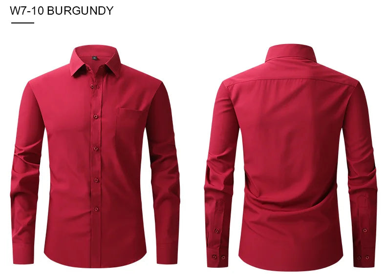 New spring and summer American men's shirt business casual long sleeve slim professional formal wear free ironing solid color