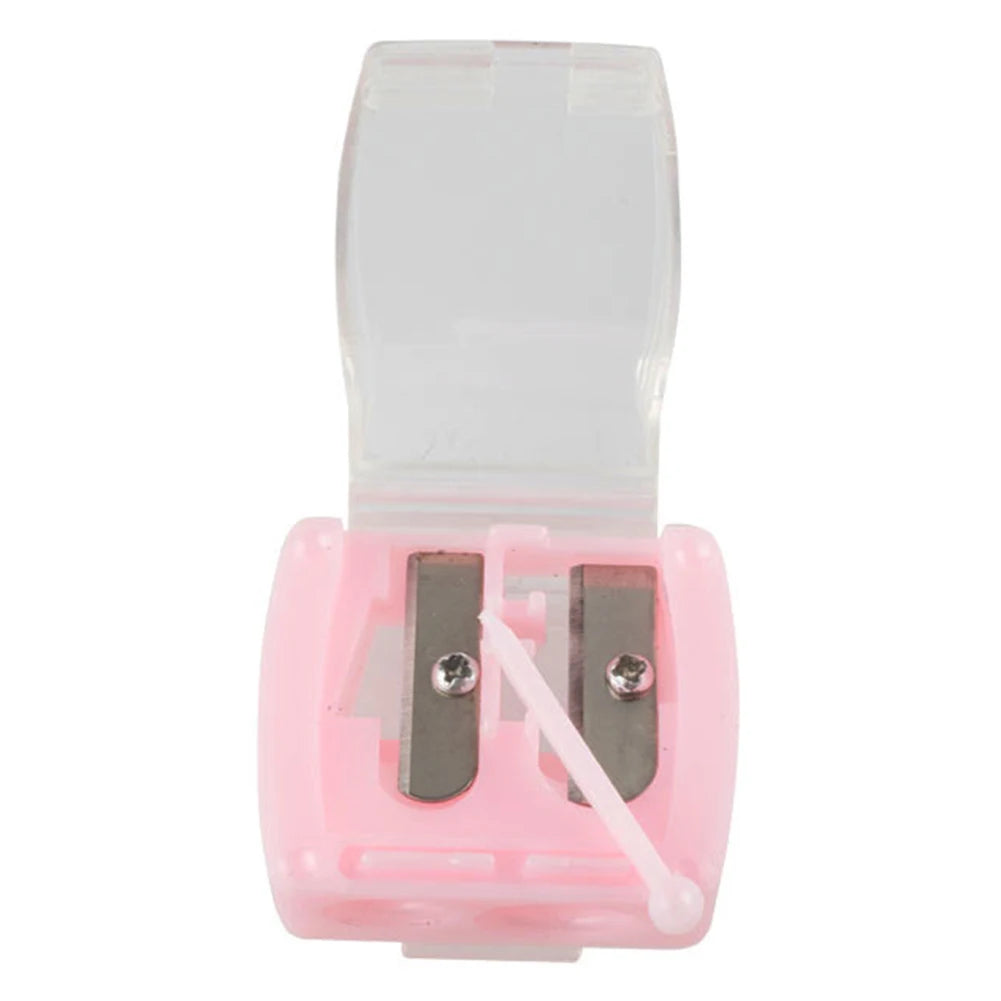 Portable Makeup Cosmetic Pencil with Cleaning Stick Women Ladies Double Holes Sharpener Pencil Sharpeners