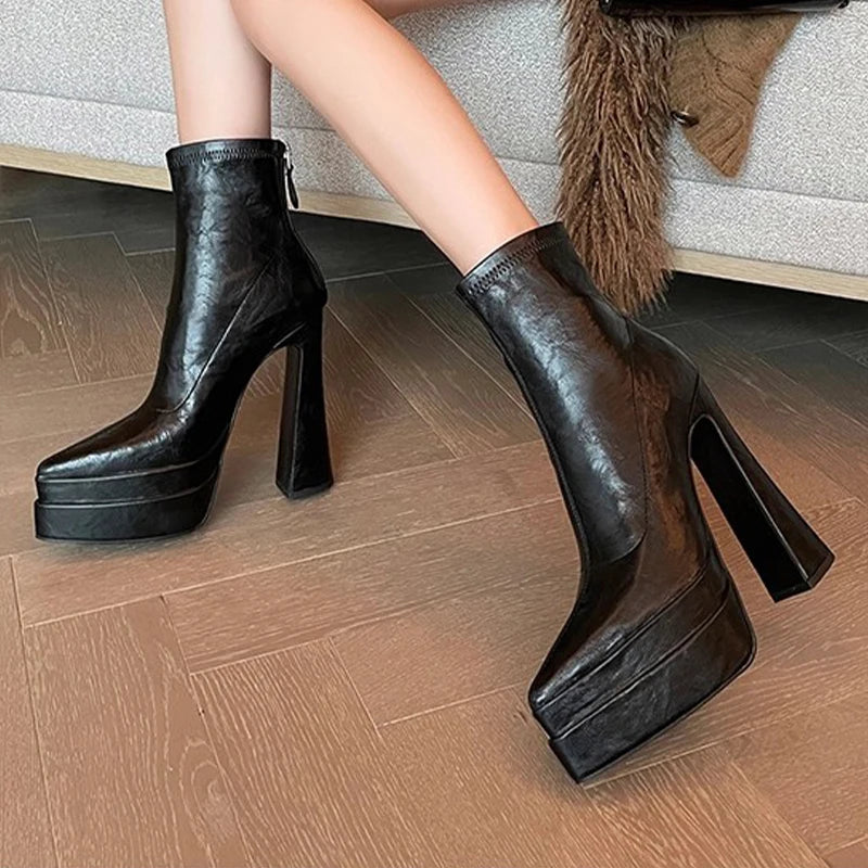 Super High Heels Women Ankle Boots Pointed Toe Fashion Shoes Dress Designer Woman Boots 2025 Winter Sexy Chelsea Botas De Mujer
