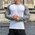 Gym Fitness T-shirt Men Long Sleeve Splice color Shirt Male Bodybuilding Tees Tops Running Sports Quick Dry Training Clothing