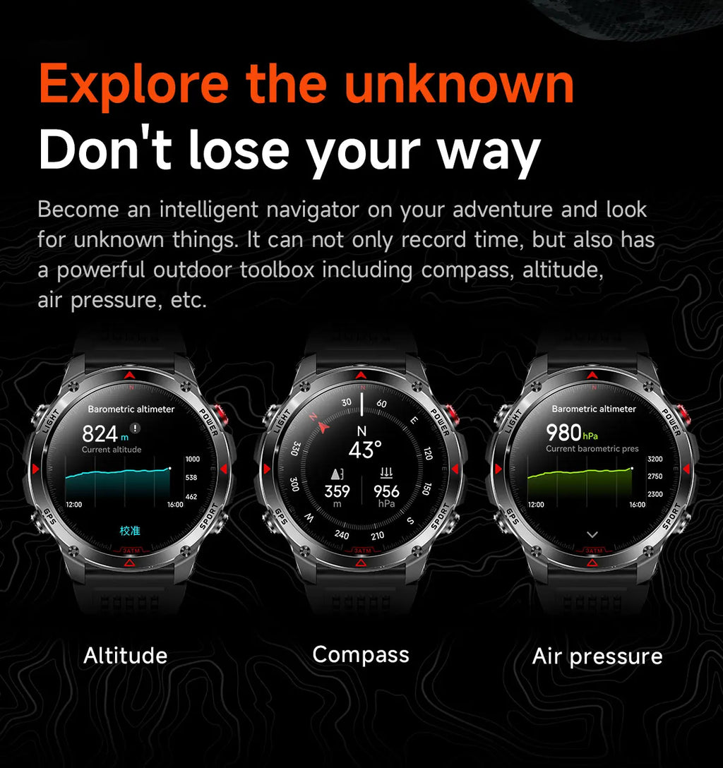 Smart Watch For Men 1.46'' 360*360 HD AMOLED Color Display Voice Call Compass LED Sports Fitness Waterproof Watch Ladies