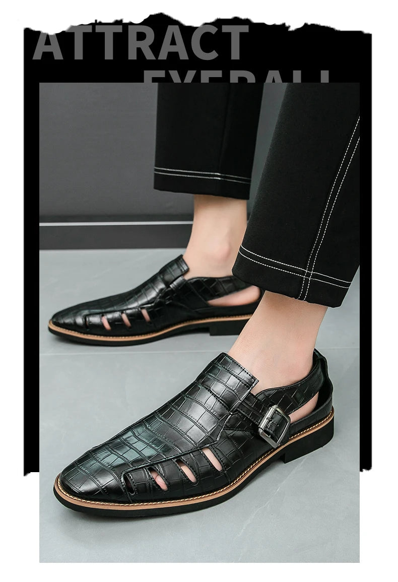 Summer New Sandals Comfortable, Lightweight, Personalized, Handsome, Fashionable, Popular, One Step Men's Leather Shoes