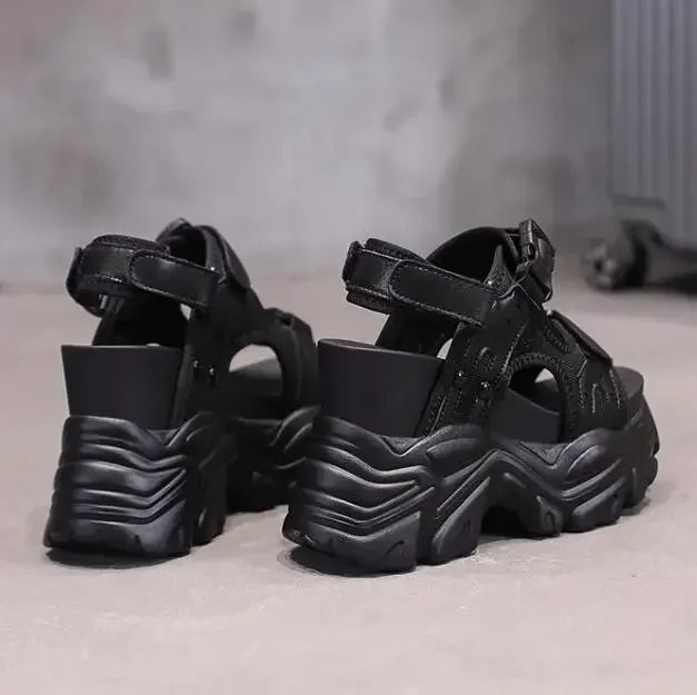 Brand Chunky Platform Sandals Women 10.5CM High Heels Sexy Open-toed Sandals Wedge Increased Shoes Ladies Beach Summer Sandalia