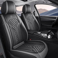 5 Seats PU Leather Car Seat Covers Full Coverage Split Headrest Soft Sponge Filled Comfortable Wear Resistant Non Slip