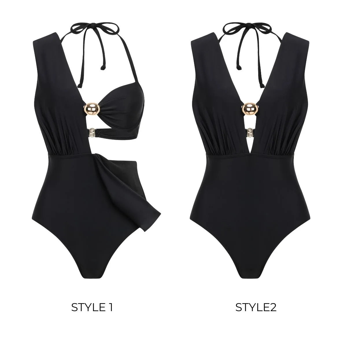 Women's Swimsuit 2-in-1 One-Piece Bathing Suit Elegant Tummy Control Monokini Deep V Neck Beachwear Sexy Resort Swimwear